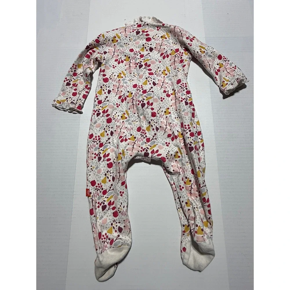 Magnetic Me Organic Cotton Magnetic Footie Sleeper Botanical Berry Print 6-9M